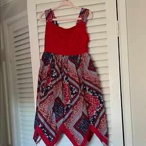 Blueberi Boulevard Red and Blue Patterned Kids Dress